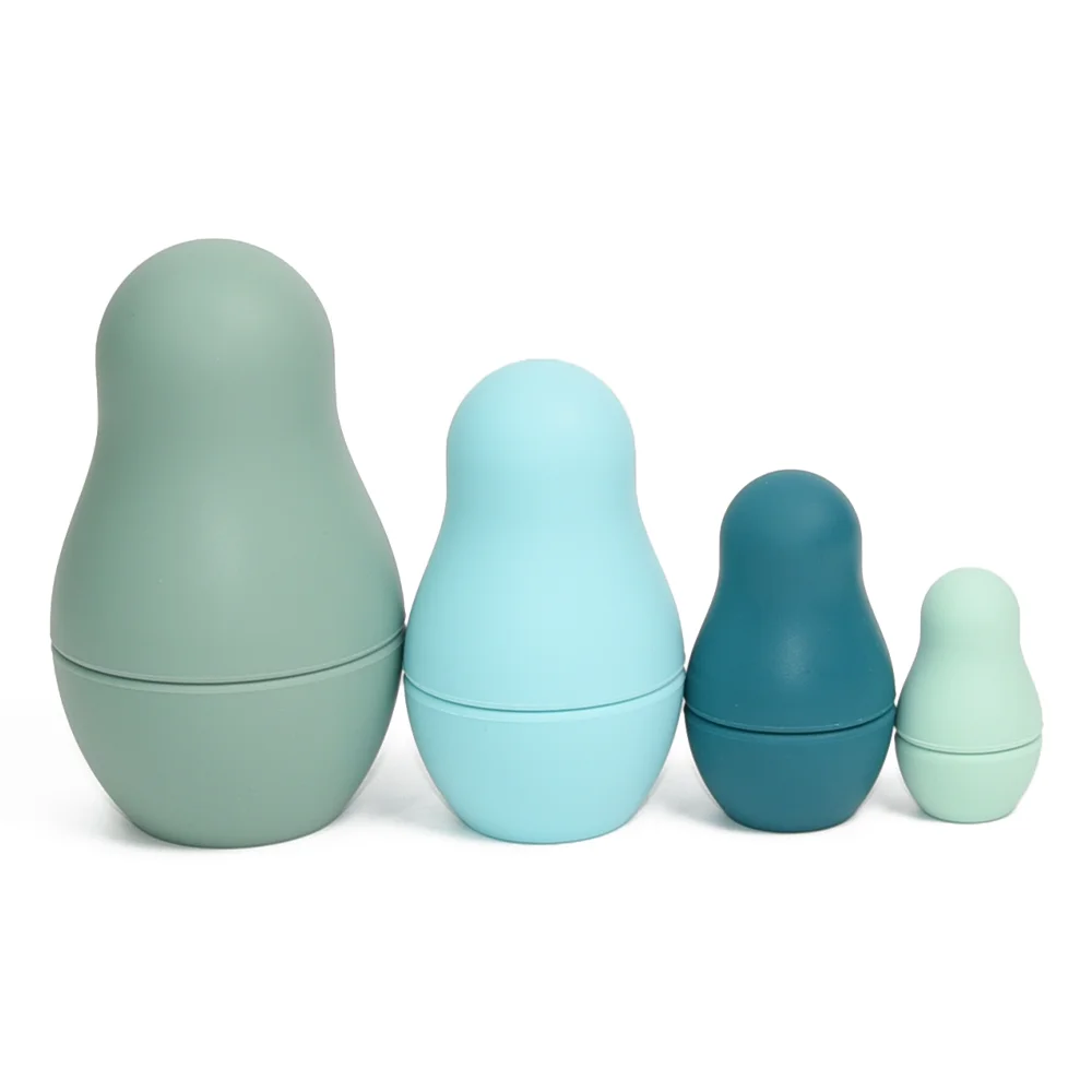 Bpa Free Silicone 4Pcs Classical Baby Nesting Toy Russian Nesting Matryoshka Doll Set Silicone Stacking Toy