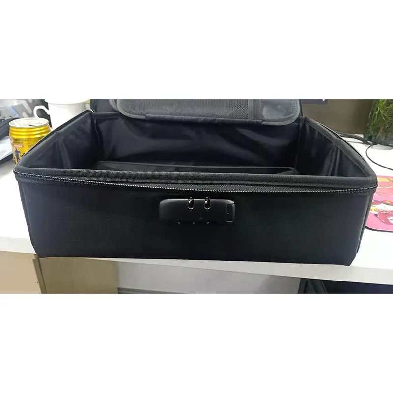 Water Resistant Fire Safe 3-layer Zipper Closure Organizer Boxes Black Waterproof Fireproof Document Bag With Lock