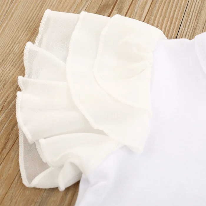 2020 Fashion 2Pcs Toddler Kids Baby Girls Summer Clothes Sets White Short Sleeve Tops PU Leather Skirts Outfits 1-6Y