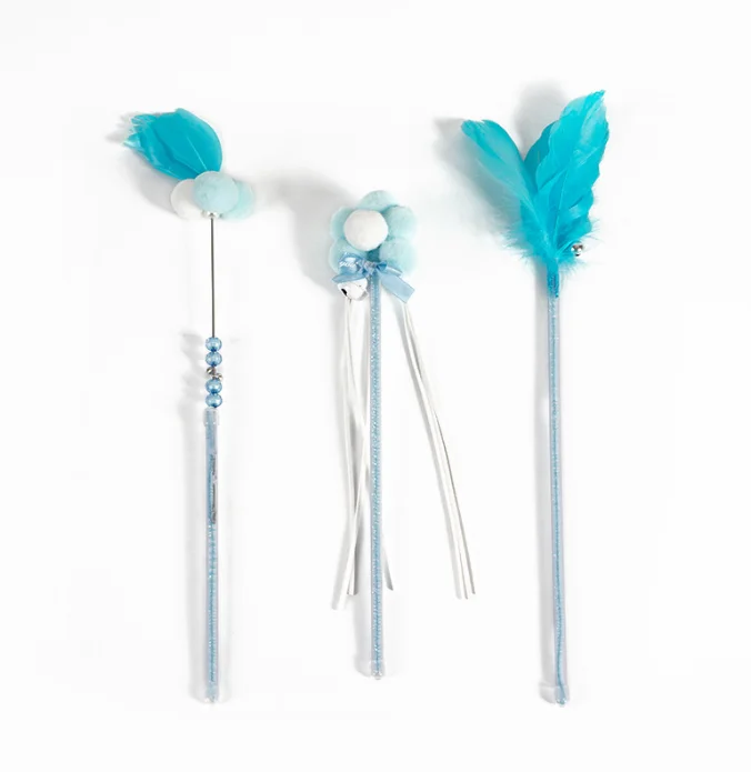 2021 cheap rabbit fur cat charmer wand with small bell