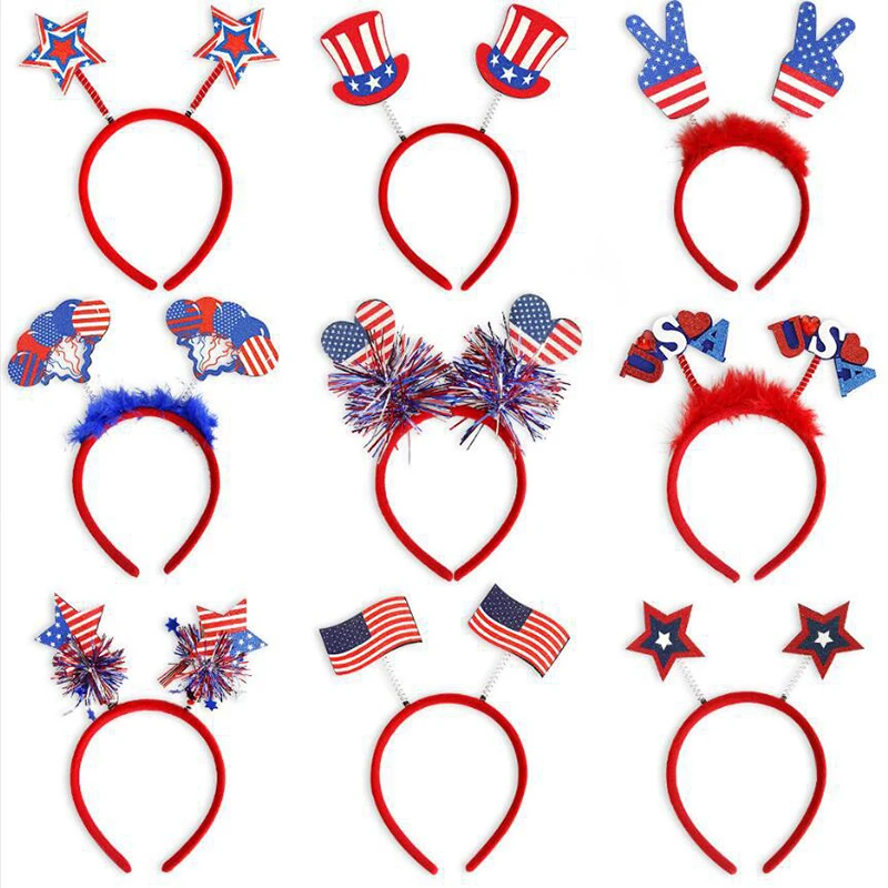 Red white  blue Star shape plastic July 4th American Independence Day Headband for July 4th Independence Day