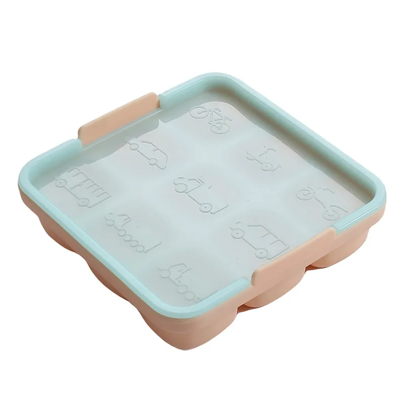 8 Cavity Non-Stick Silicone Hot Dog Mold Reusable BPA Free Silicone complementary food Container With Lid