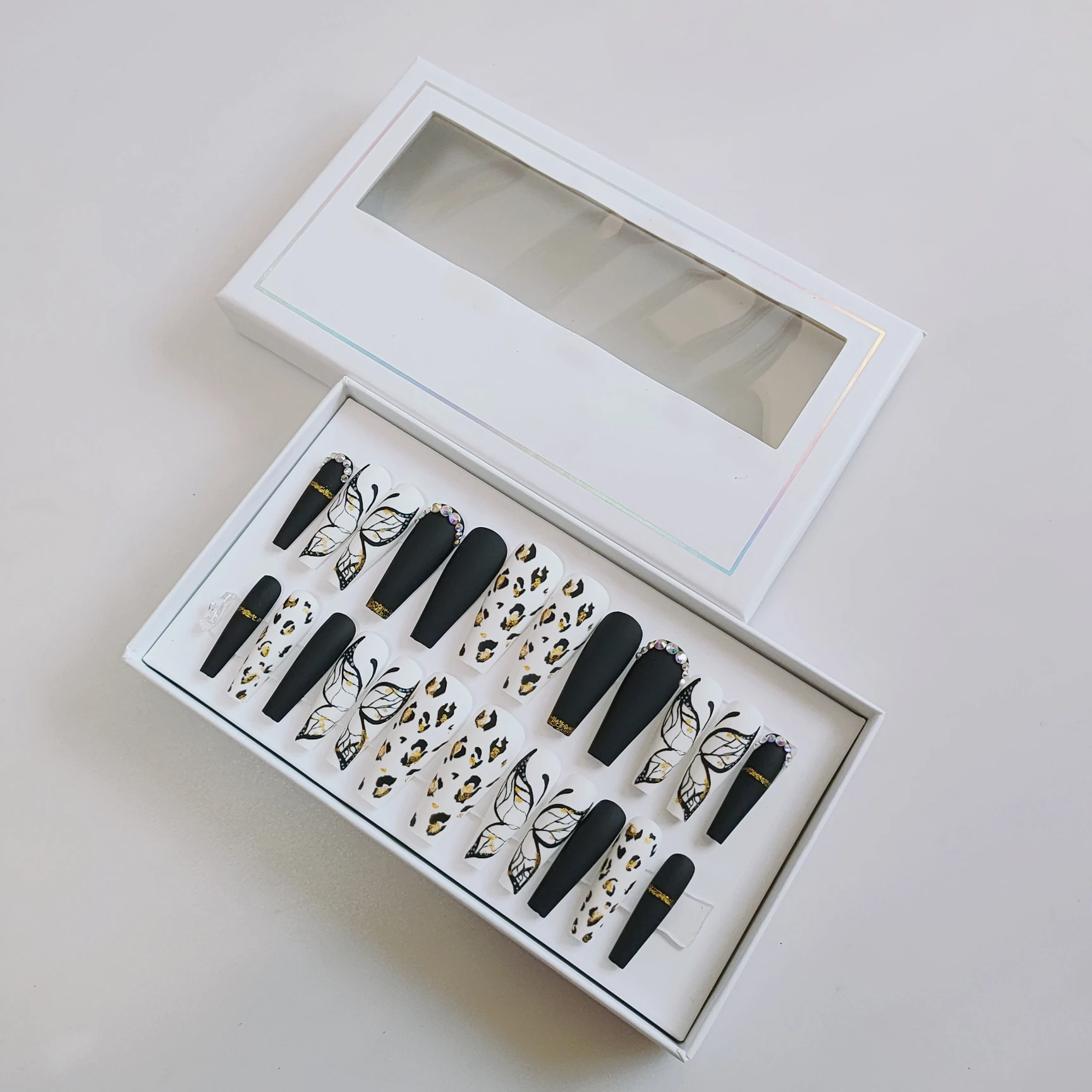 Artificial Nails Private Label Long Ballerina Coffin 30Pcs Fake Press on Nails for Women with Custom Packaging