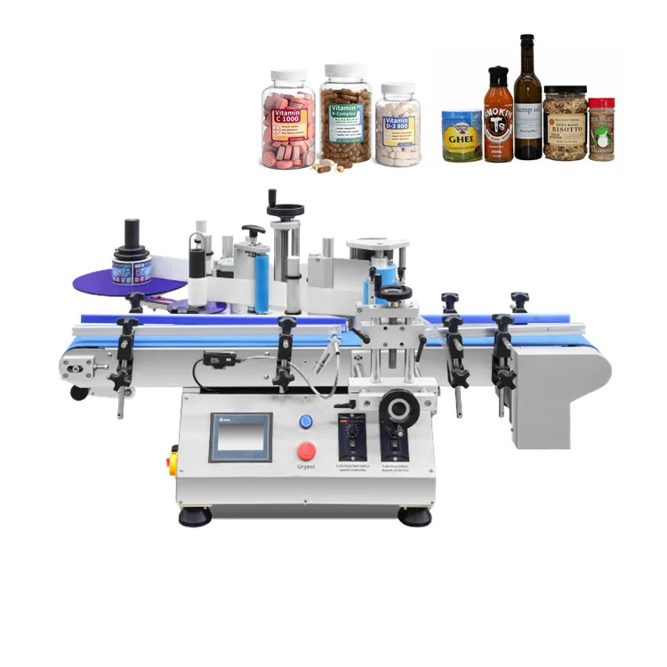 Automatic Essential Oil Plastic Bottle Label Sticker Tabletop Round Bottle Labeling Machine