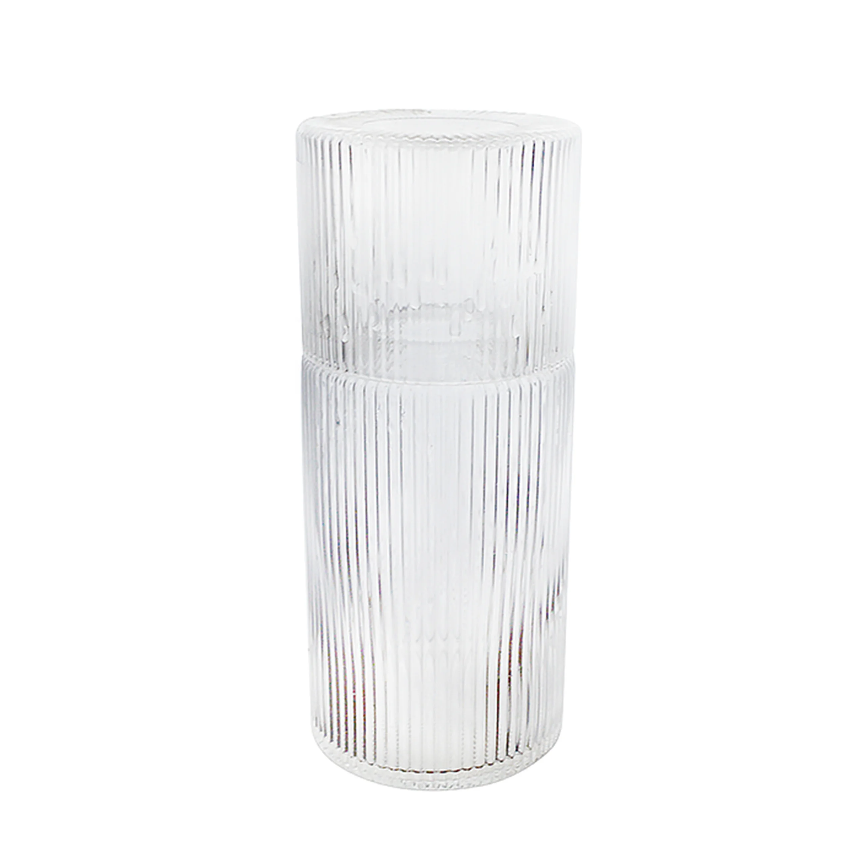 Wholesale Borosilicate Glass Bedside Water Cup Clear Ripped Glass Carafe Set