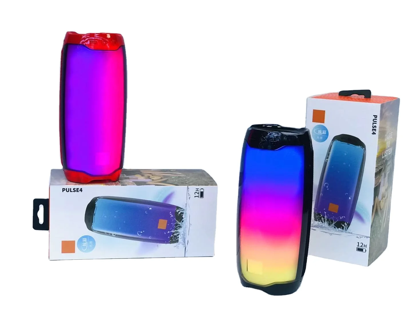 Amazon Pulse 4  wireless speaker flame LED light TWS function with rainbow lam speaker Led flash player Portable