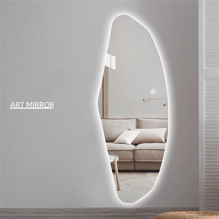 Nordic Semicircle Curved Luminous Mirror Creative Decorative Half Moon Wall Mounted Bathroom Wall Mirror