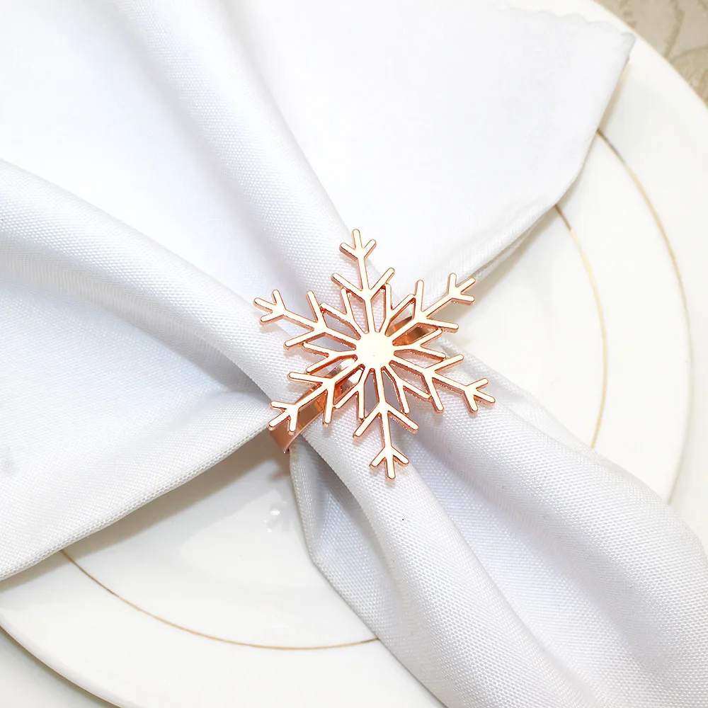 Christmas Decor snowflake napkin ring factory wholesale metal napkin buckle table decoration metal napkin ring
