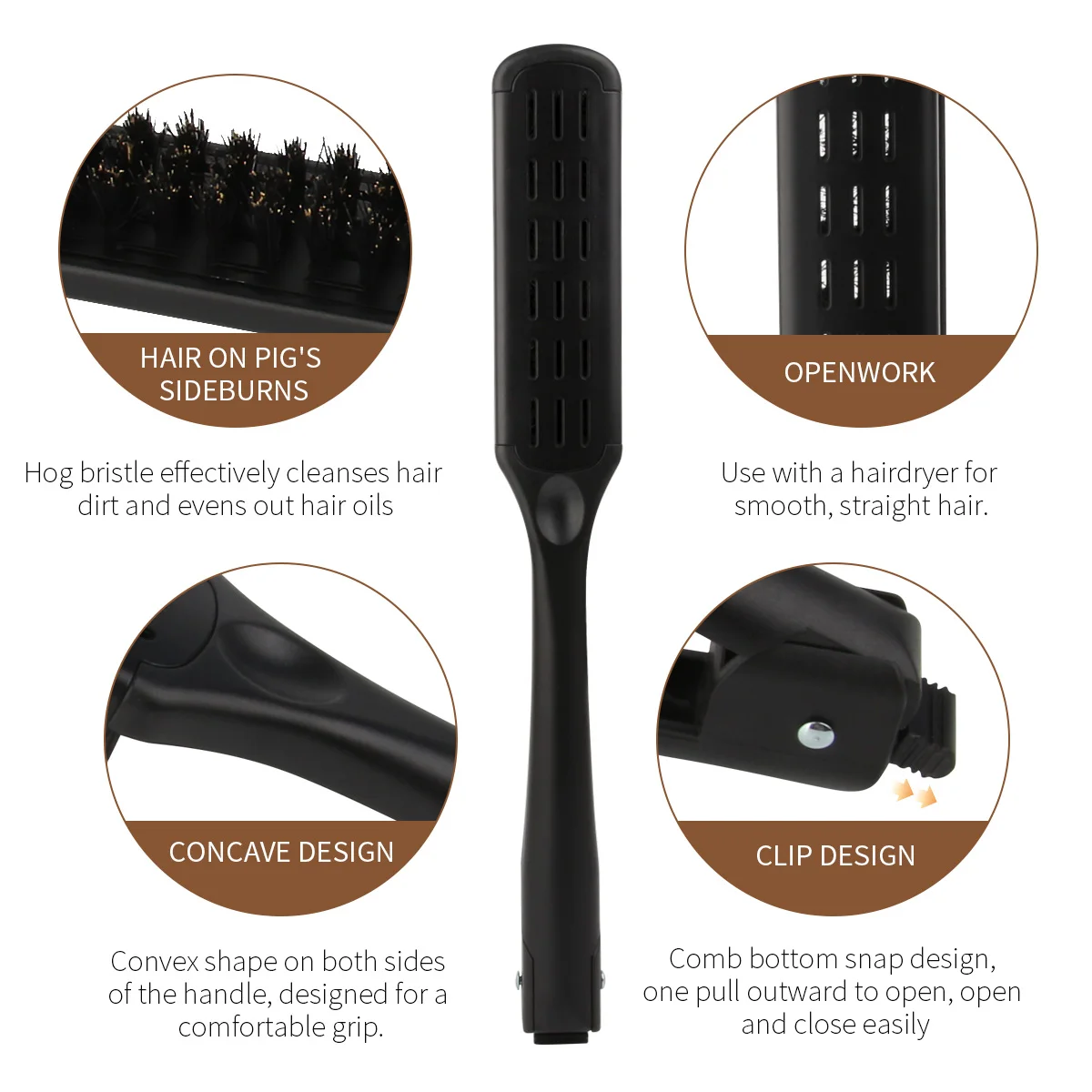 Customized Logo Hairdressing V-shaped Splint Comb Bristle Natural Curling Straightening Smooth Hair Styling Comb
