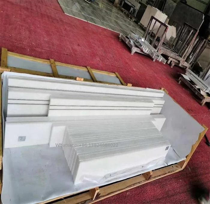 
pure white marble stairs and stone tiles flooring from vietnam suppliers for projects villa 