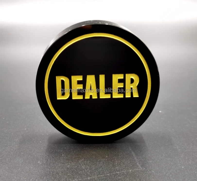 Deluxe Jumbo Black Crystal Dealer Button