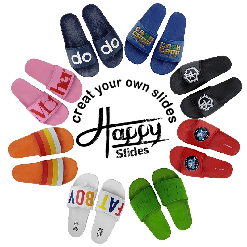 Happyslide/шлепанцы; Мужская Летняя обувь; Оптовая продажа; Домашняя обувь на плоской подошве с индивидуальным логотипом; Дизайнерские мужские сандалии из пвх; Шлепанцы