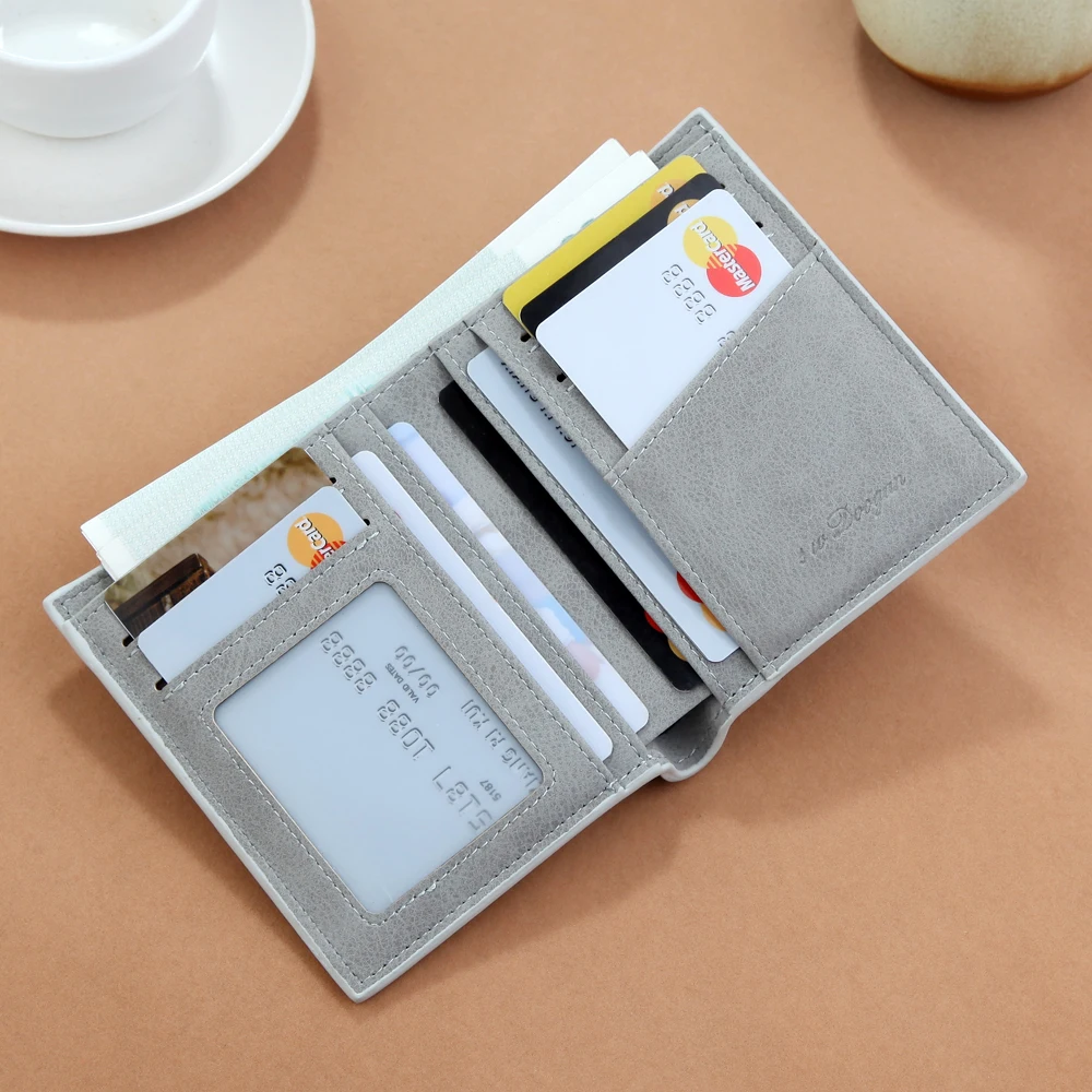 Hot Sell Vintage Men Faux Leather Multi Slots Short Slim Wallet Money Credit Card Holders Purse Cash Holder Retro Male Money Bag
