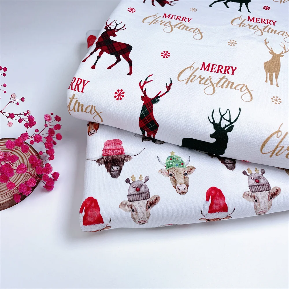 Manufacturer Wholesale Custom Christmas Designs Cotton French Terry Fabric for Baby Cloths