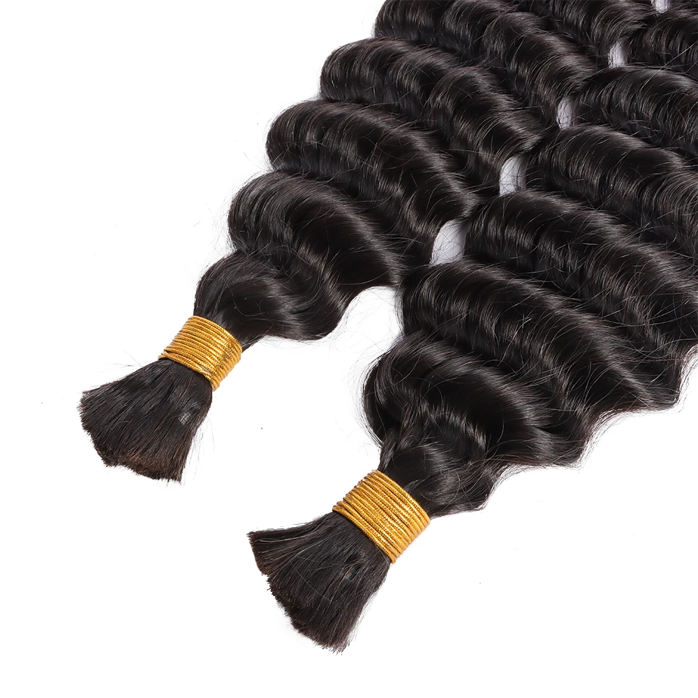 16-24inches natural color deep curly human bulk hair for braiding curly bulk hair for boho braids