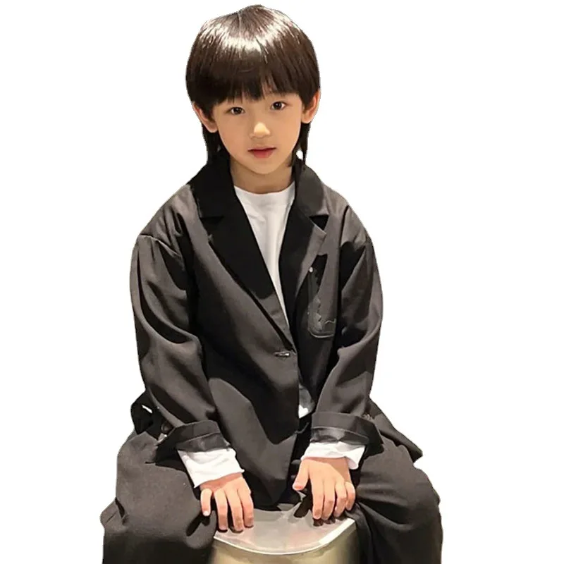 Children Wig for Boy Handsome Wolf Tail Short Hair Photography Japanese Juvenile Mullet Head Short Straight Head Cover