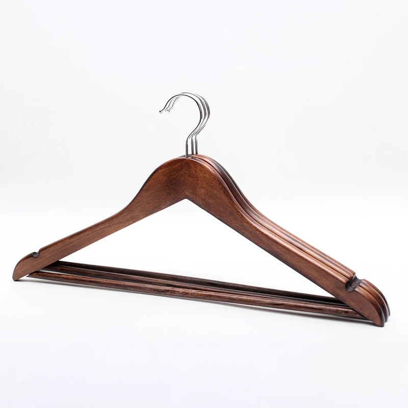Manufacturer  Wholesale Custom Wooden Hanger with Non Slip Notches