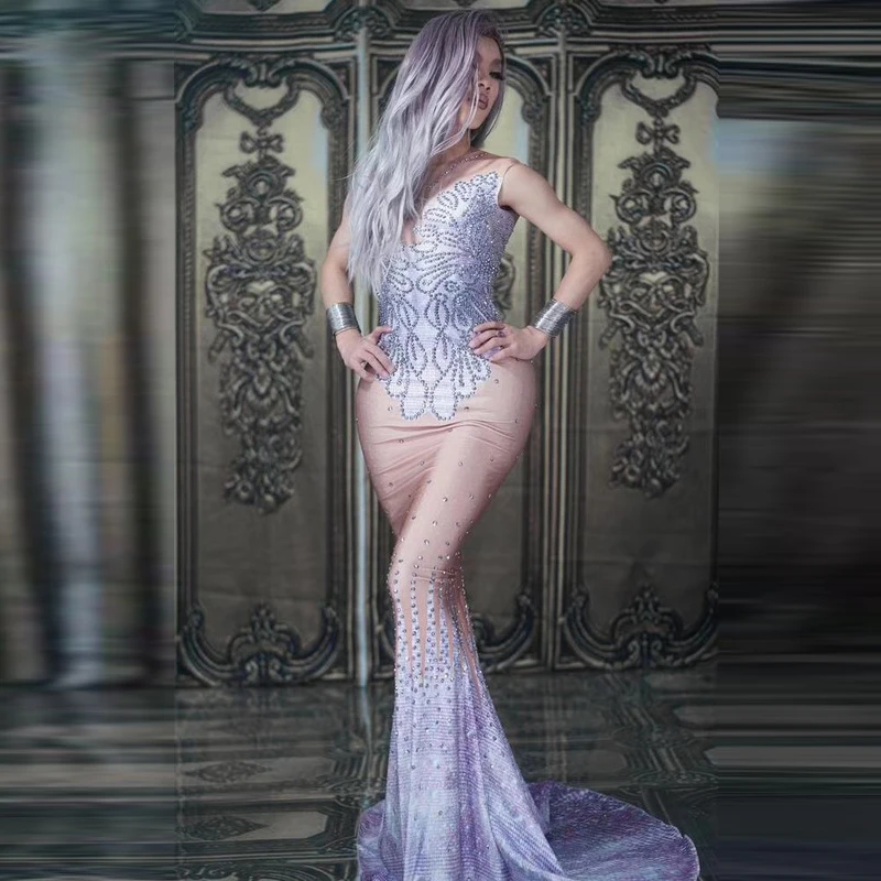 ZIYA A04S106 fashion design luxury diamonds decorated luxury female dresses evening dress women lady tight bandage dress sexy