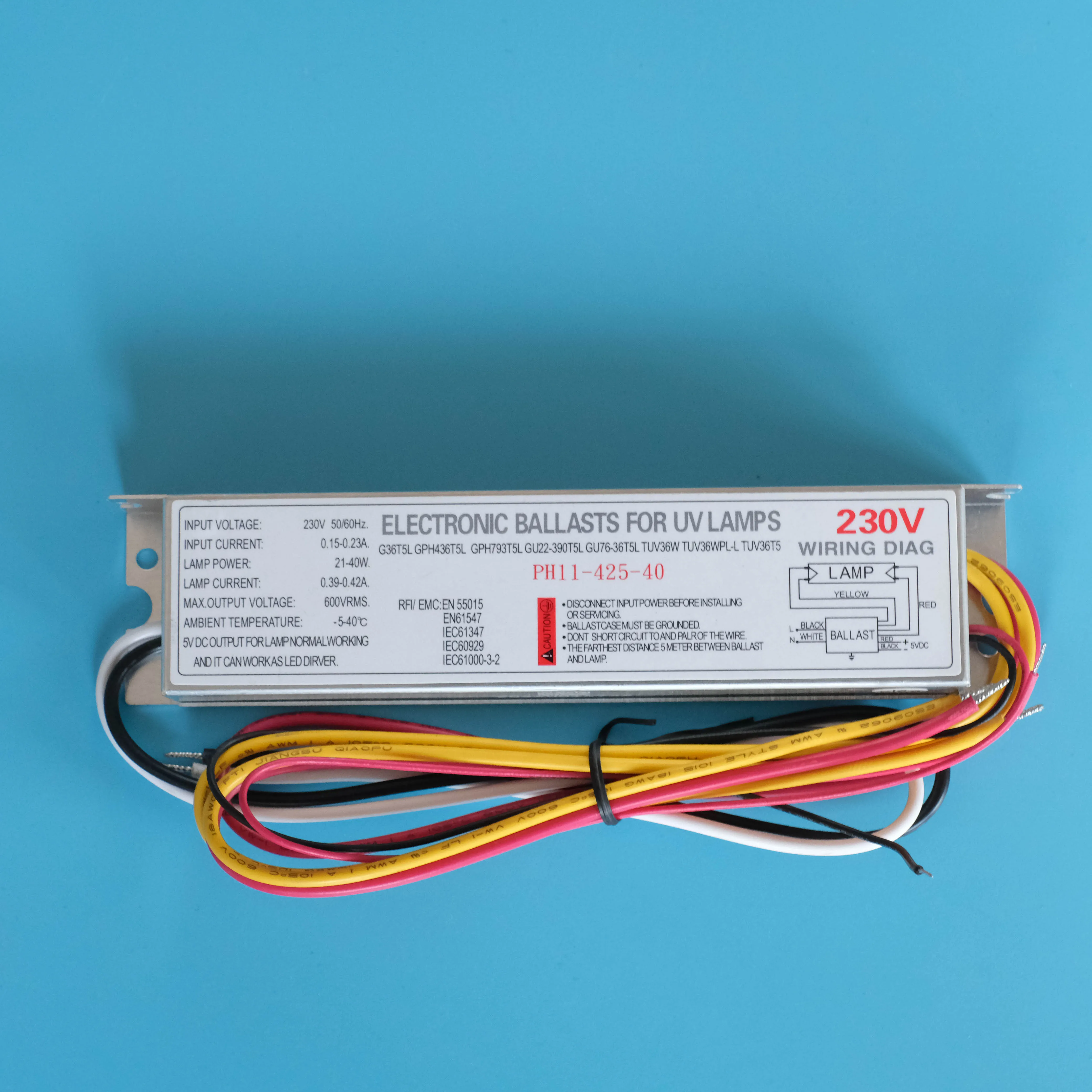 PH11-425-40 uv lamp ballast 10-40watt High Output Sterilizer Light uv ballast 40w For T5 UV Lamp