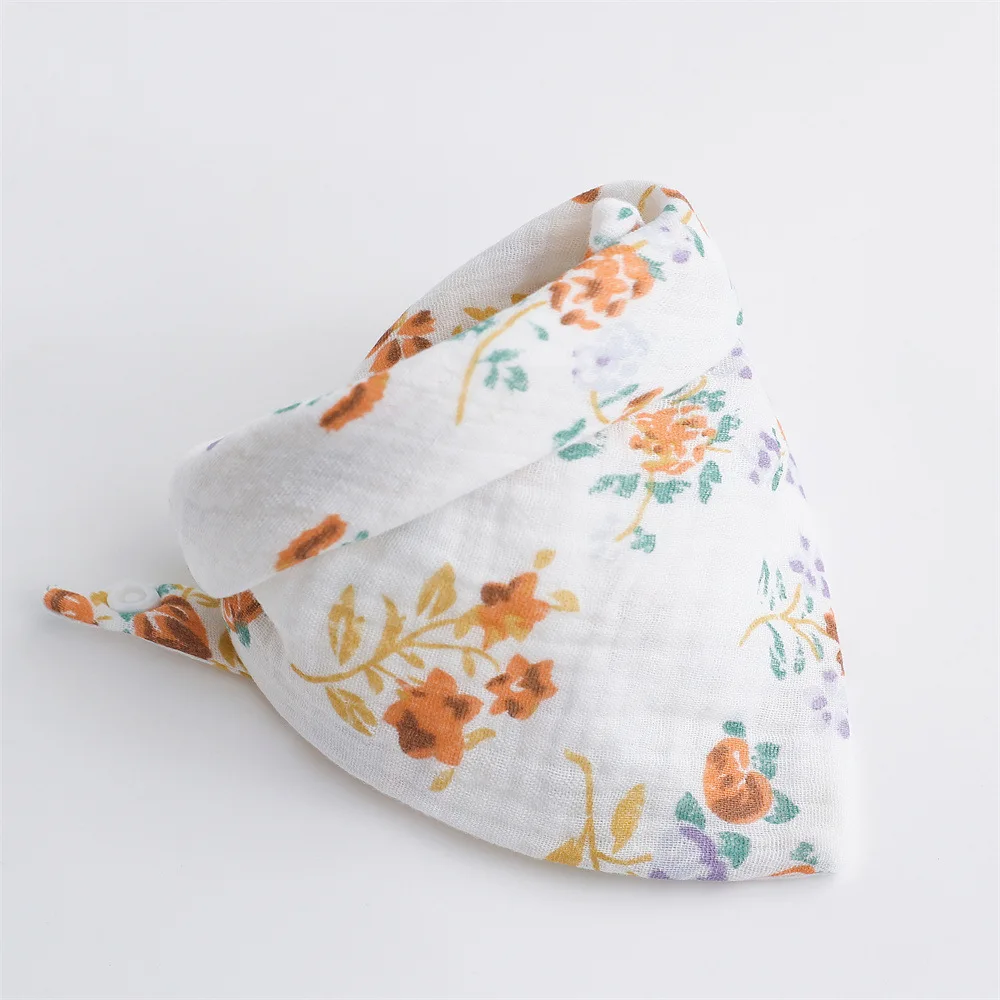 Baby Triangle Bibs Muslin Cotton Burp Cloth Saliva Towel 4 Layers Gauze Bandana Scarf for Boys Girls Feeding Drool Bib