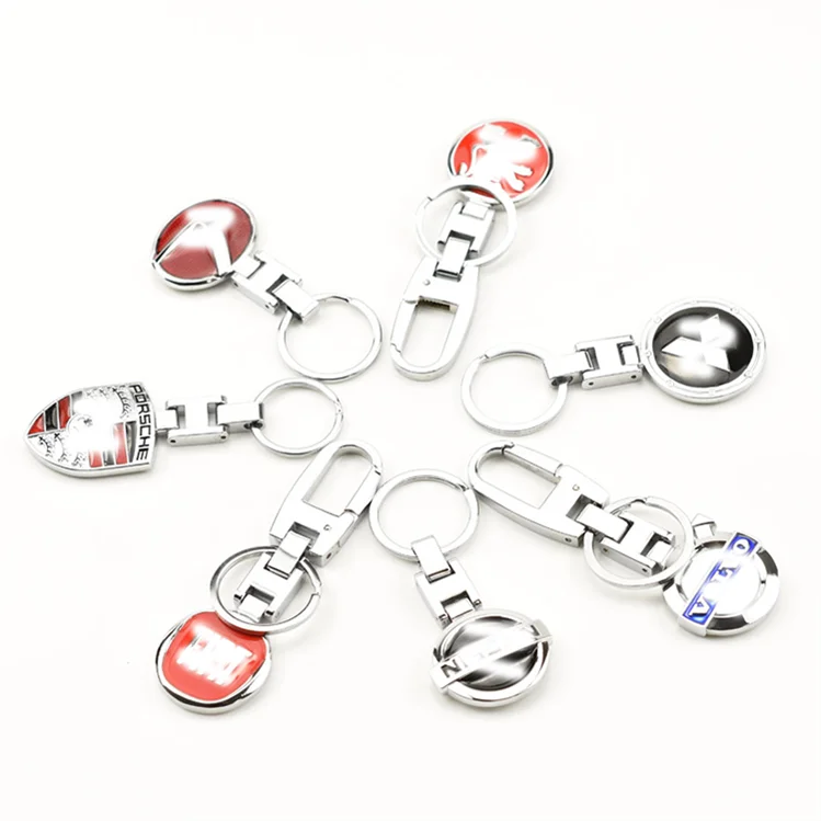 Wholesale Car Logo Keychain for Mitsubishi GMC Jeep Citroen Land Rover Customized Metal Keychain
