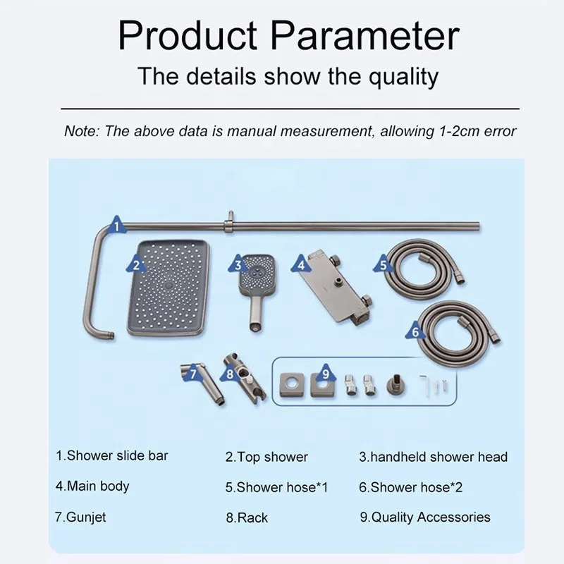 Thermostatic 3 Modes Smart Luxury Square Bathroom New Design Bath Faucets Shower Set System