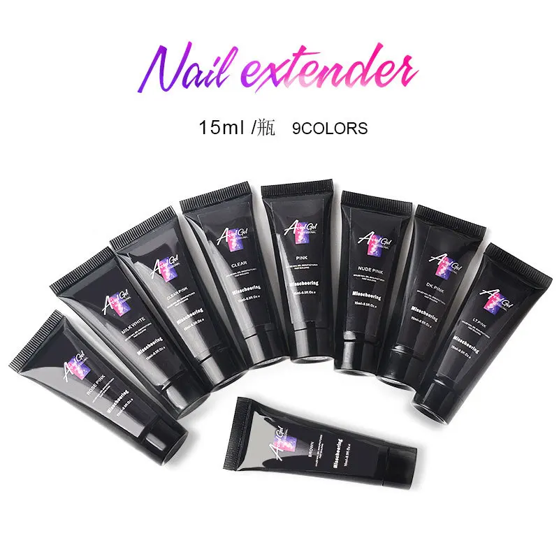 wholesale pink clear 15ML 30ML 60ML UV gel Extension Acrylic Gel Hard Poly Gel For Nail Builder Extension for nail art