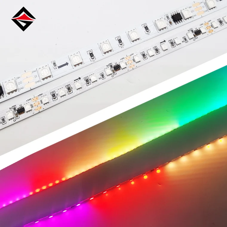 24 В 120 светодиодов/м rgbic SPI RGB SMD 2835 с гибкой адресуемой светодиодной подсветкой