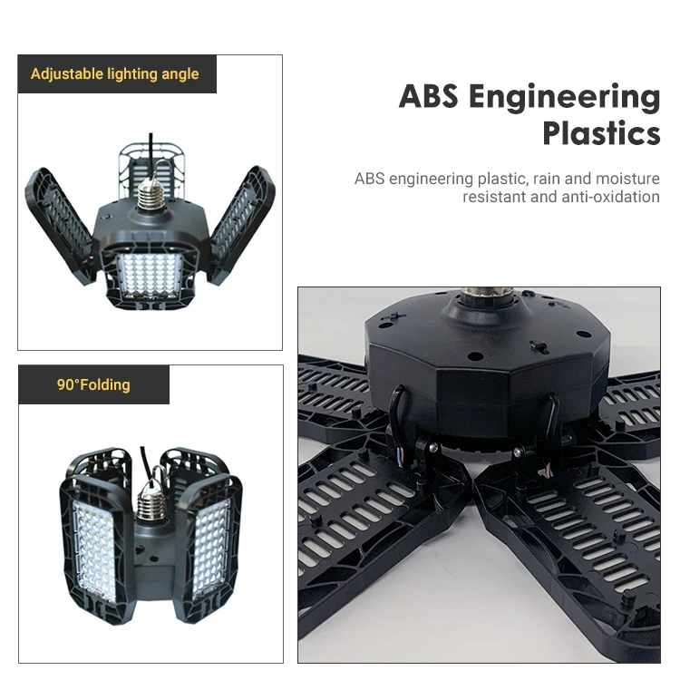 Hot Sale Smd Abs Intelligent Light Control Folding Garage Lights Outdoor 60w 80w 120w 200w Solar Led High Bay Light