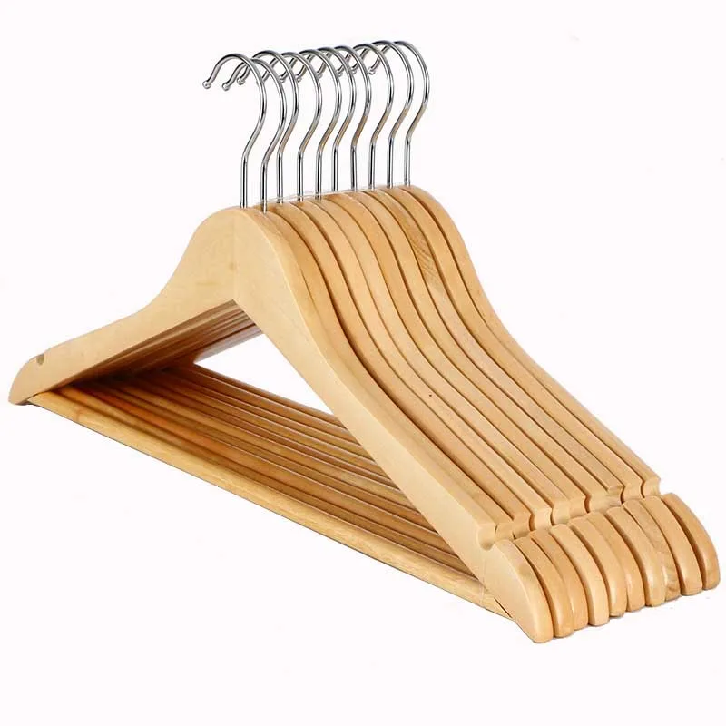 DS4288 Adult Clothes Hangers for Shirts Jackets Dress Pant Solid Wood Coat Hangers with 360 Swivel Chrome Hook Wooden Hangers