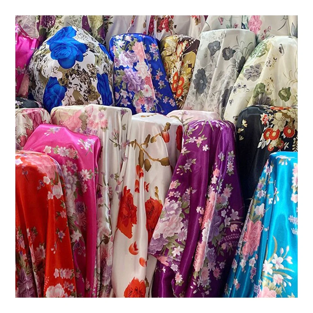 Crepe Back Satin Silk Chiffon Fabric Digital Print 100% Polyester shinny Spandex stretch Tela Silk Satin Fabric for Dress