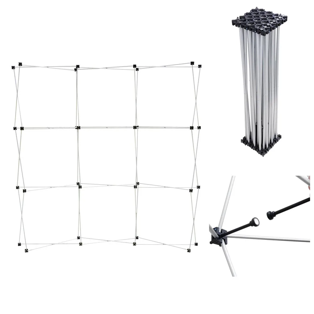 Trade Show Exhibition Portable Spring Pop up Wall Display Aluminum Stand PVC Printed Screen Popup