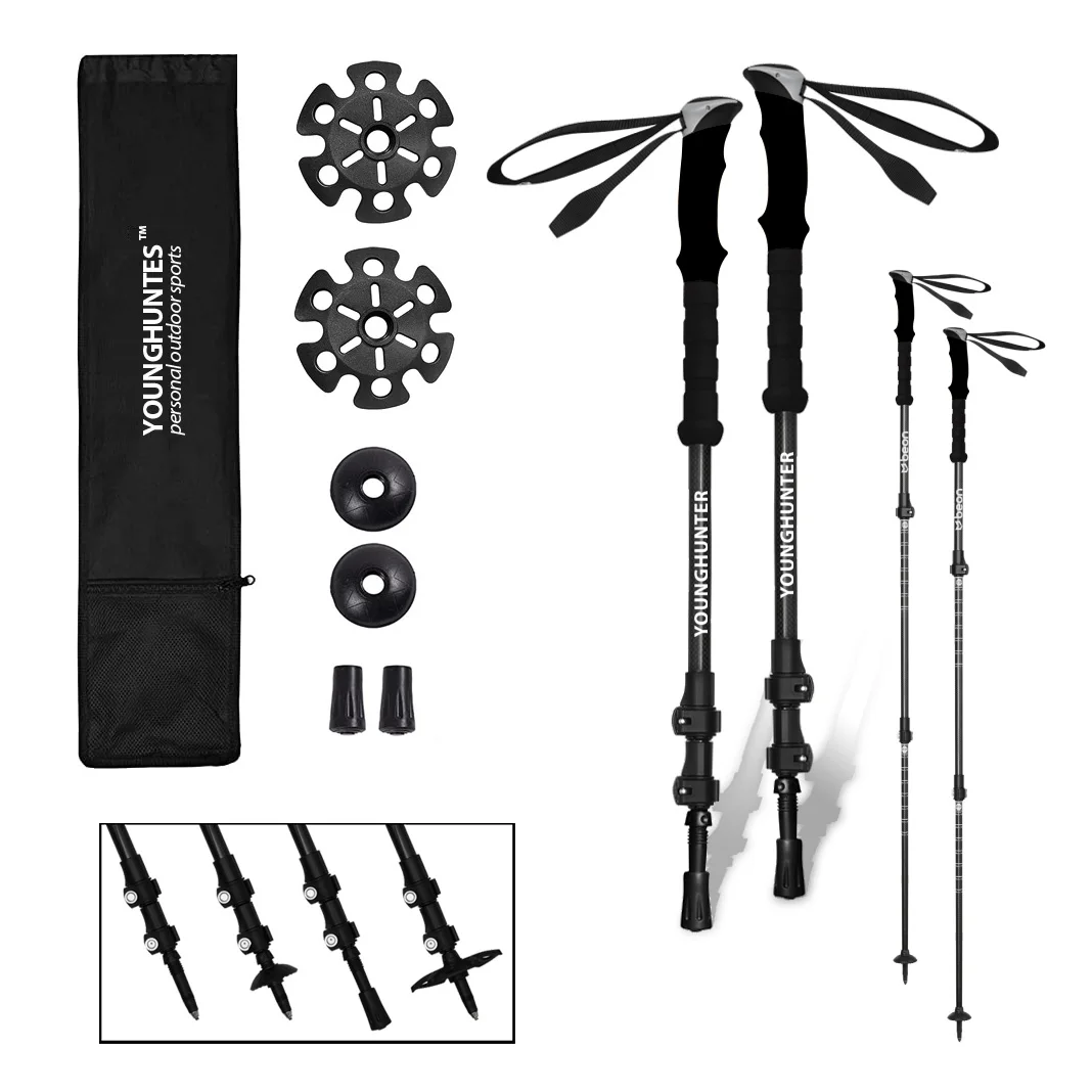 2021 adjustable external locked 3 section aviation aluminum 7075 hiking cane trekking stick tracking telescopic walking poles