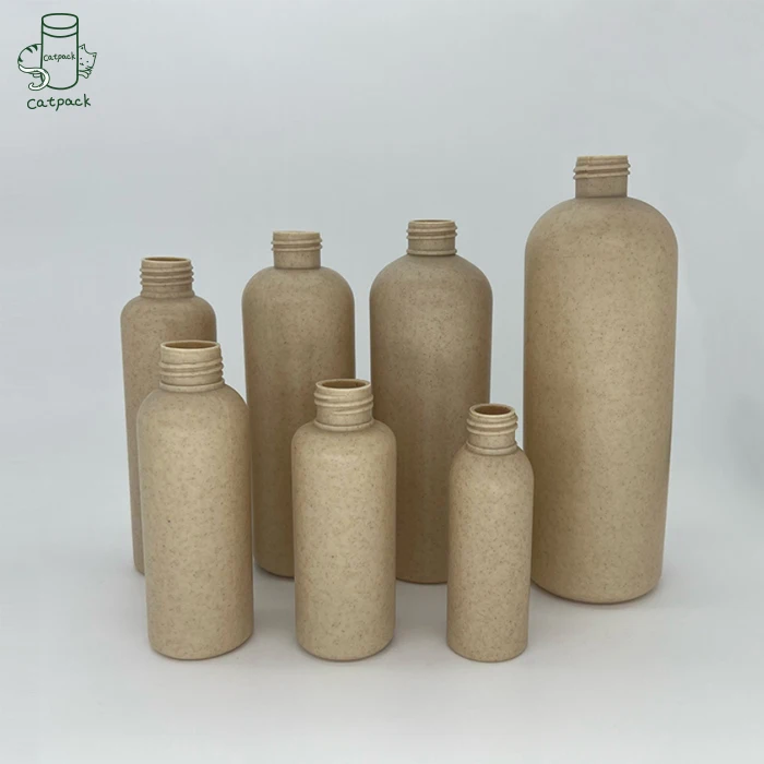 Private Label Grey Recyclable Bio Degradable Packaging Cosmetic Jar Eco Friendly Shampoo Lotion Bottle Biodegradable Packaging