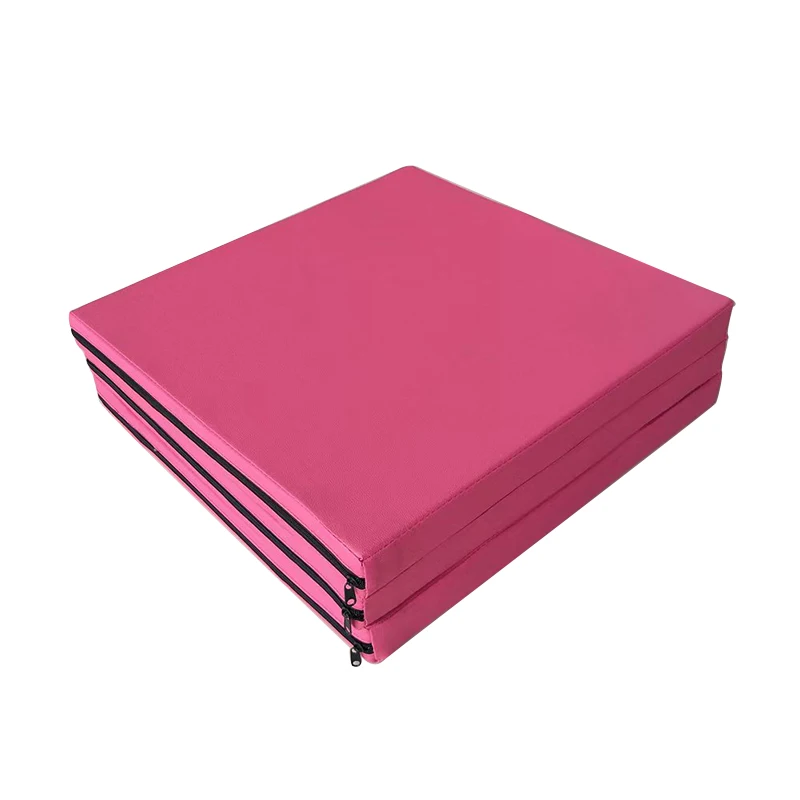 2025 New Design Pink Purple PU Leather Gymnastics Wrestling Tumbling Mat Foldable Gym Floor Mat for Exercise Use Gym Application