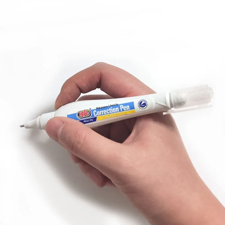 Office Stationery Quick Dry Liquid Igel Correction Pen 3ml White Ink Correction Fluid Pen With Mental Tip For Student