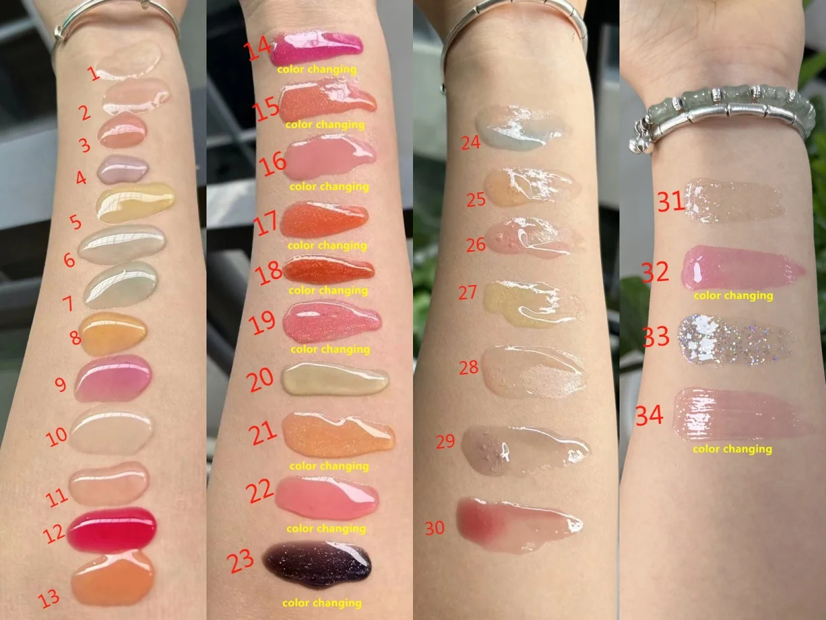 Fruit Flavor Lip Plumper Oil Long Lasting Moisturizing Lip oil Private Label Nude OEM Bling Rhinestone Lip Gloss Vendor