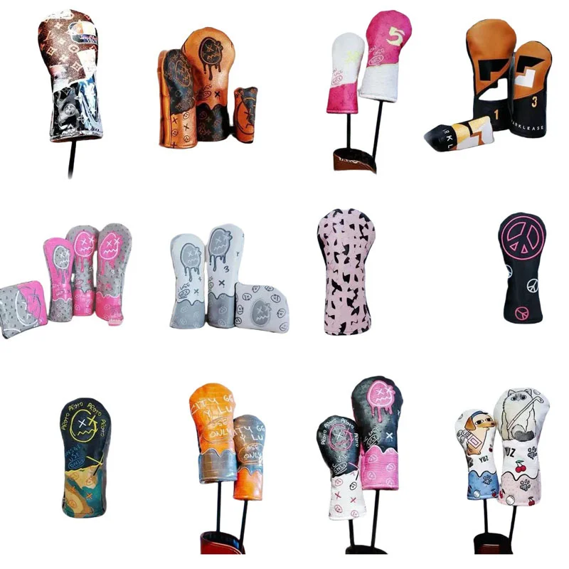 Golf head covers custom golf putter headcover Embroidery Golf Driver Headcover Crocodile PU custom
