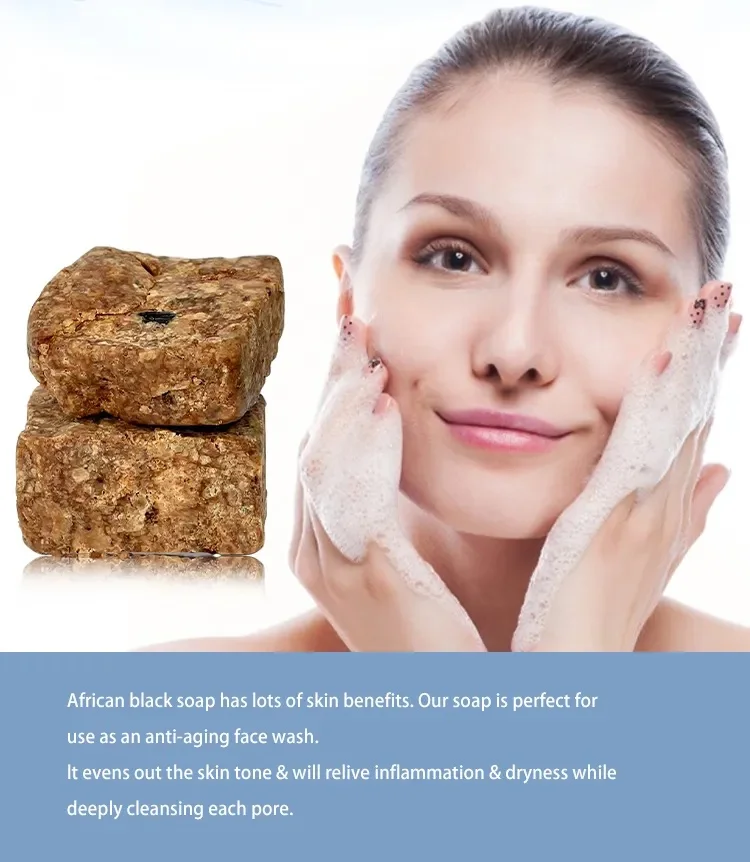 Raw African Black Soap Bar - For All Skin Types - Face, Body, Hair Soap Bulk Bars (1 Pound)
