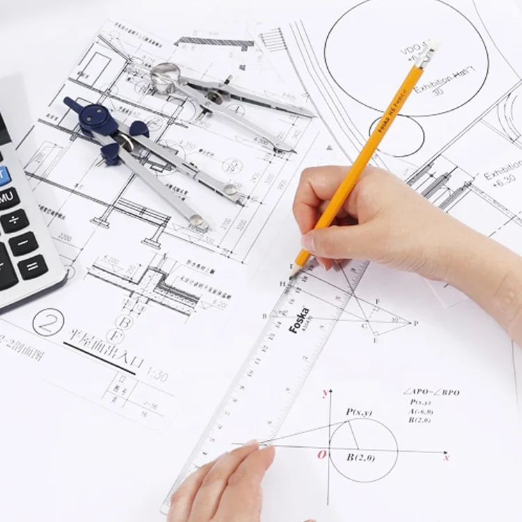 Foska Straight Ruler 6inch 8inch 12inch 20inch Inches and Metric Scale Clear Plastic Ruler for Student School Office