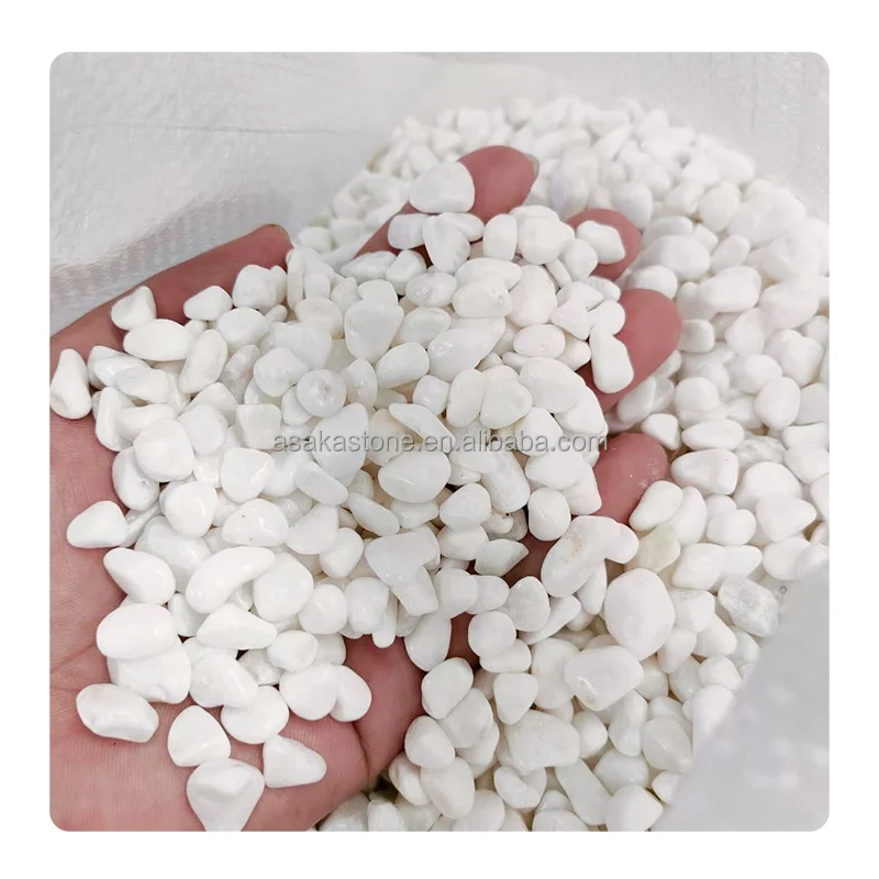 Natural Snow White Tumbled Gravel Rocks River Stone Pebbles Cobbles Outdoor Garden Road Paving Landscape Park Decorative