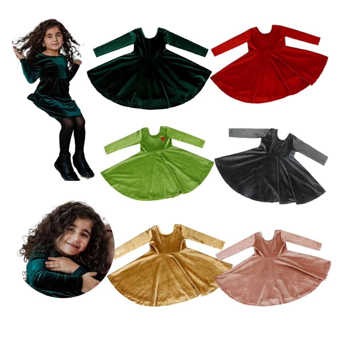 custom girls dresses Elegant Dark Green A-Line Dress girls dresses