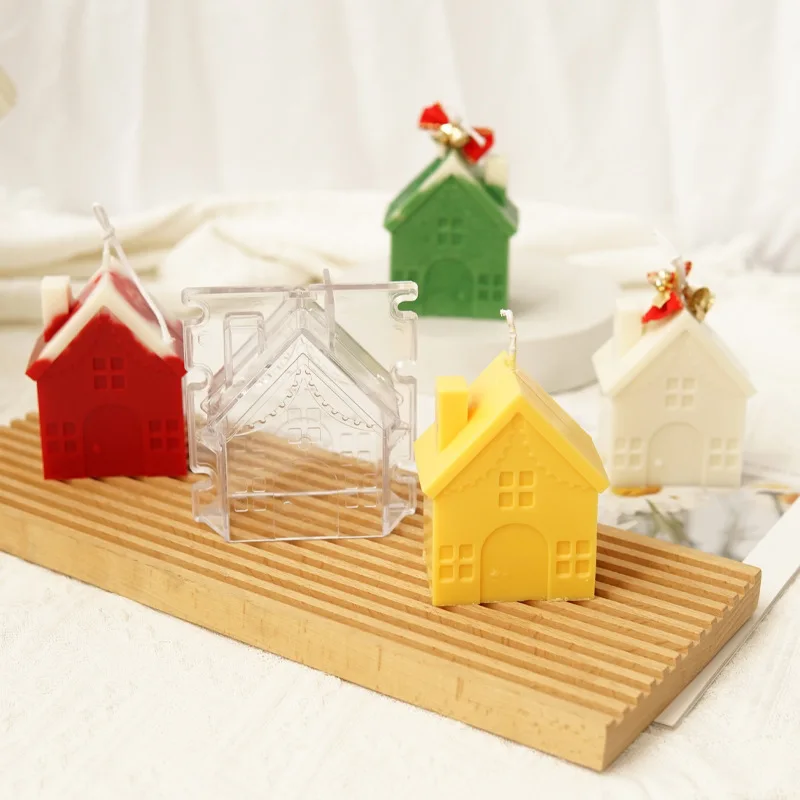 HY Small House Candle Acrylic Molds for Acrylic Villa Wooden House Candle Making Mold