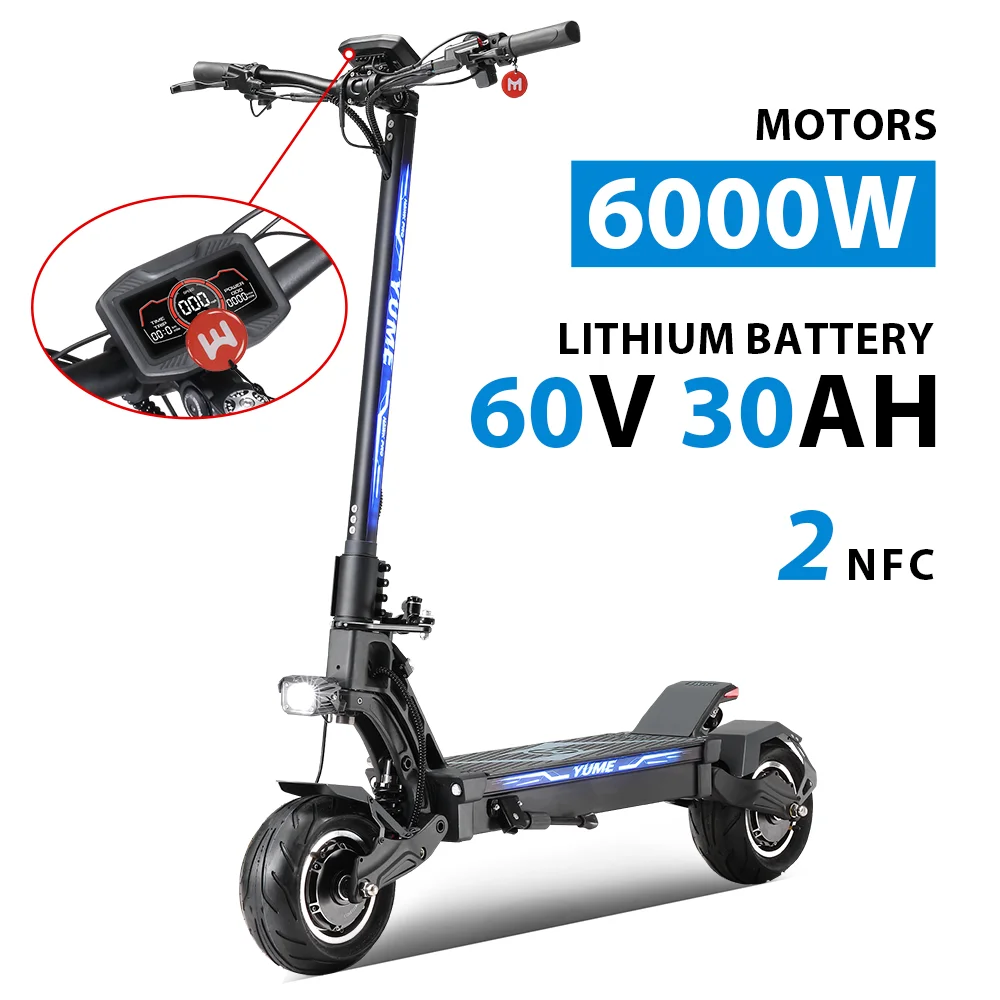 YUME HAWK Pro  high quality scooter electric US warehouse 60v foldable 10x4.5inch wide wheel 3000w*2 electric scooter