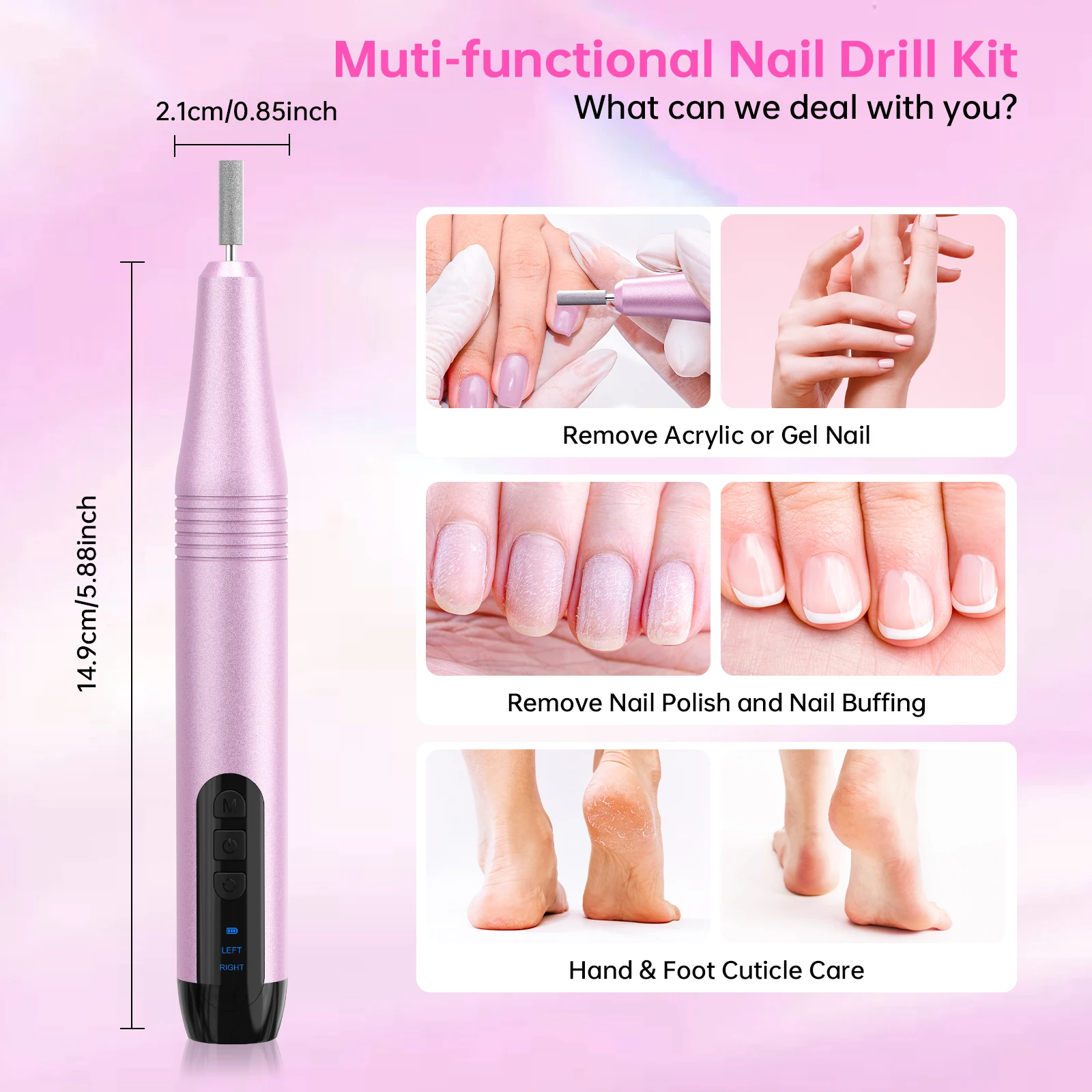 FB08 Factory Price Coreless Handpiece Nail Drill Wireless Nail Drill Manicure Pedicure High Quality Ceramic Nail Drill Bits