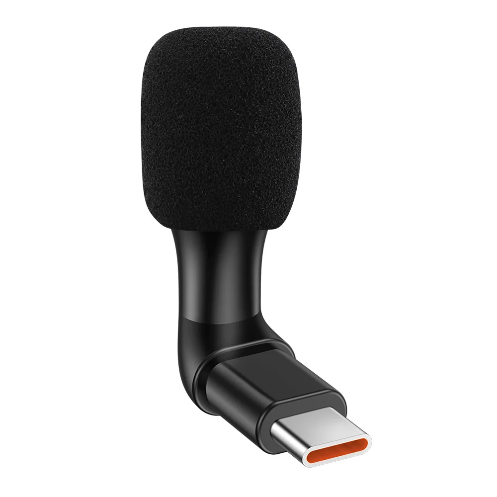 Type-C 3.5mm TRRS Plug Mini Microphone Cardioid Condenser Studio Microphone with Foam