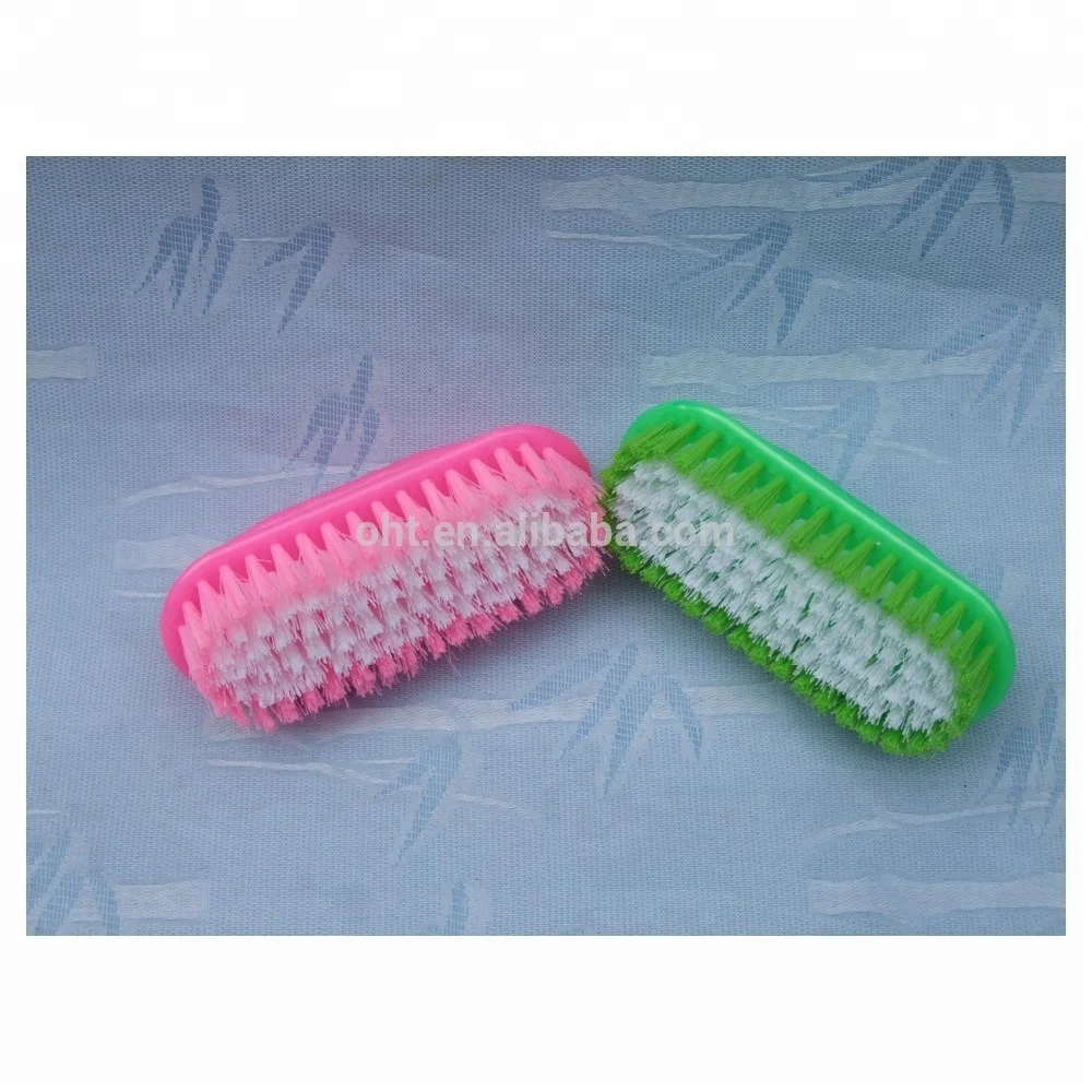 colors plastic laundry cleaning brush with handle