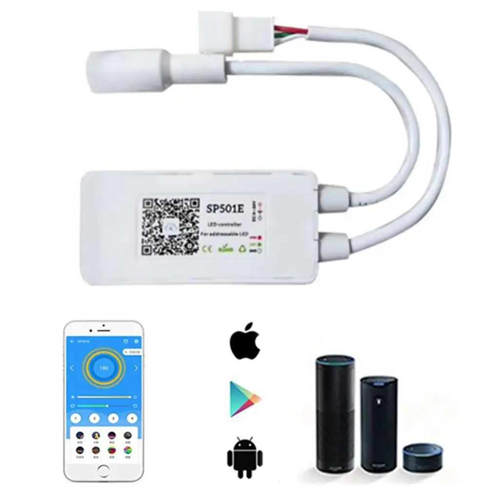 SP501E Alexa Google Home Smart Home Pixel LED WiFi SPI Controller Voice Control for WS 2811 2812 2815 SK6812 Pixel Strip DC5-24V