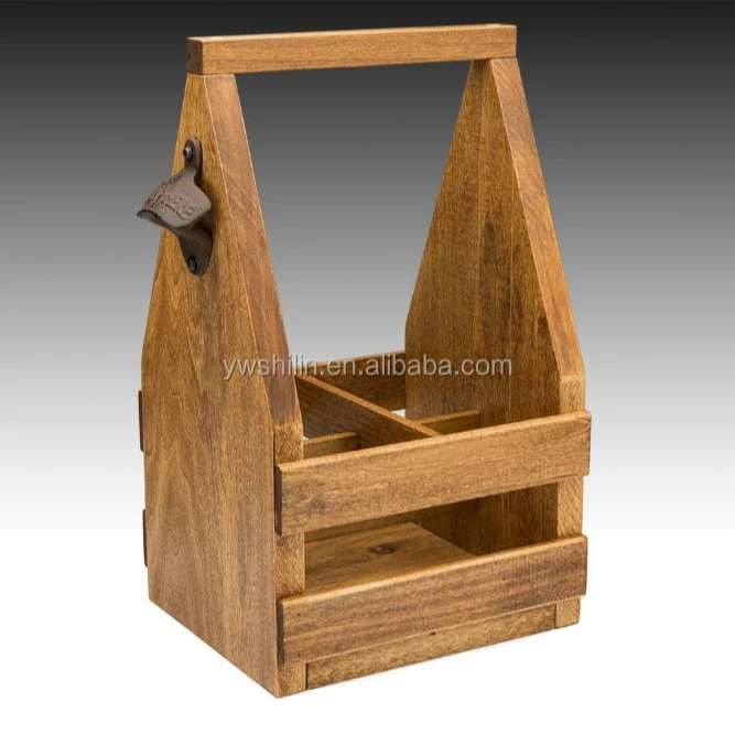 new design wooden 4 pack beer carrier box