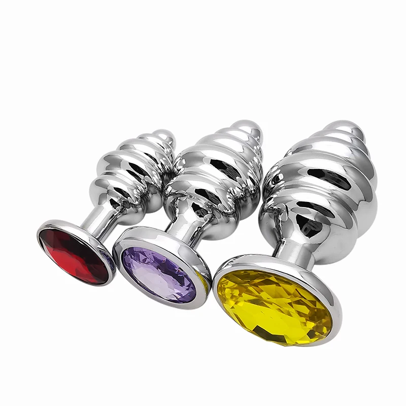 DongKai new anal plug S-M-L size color diamond optional metal anal plug different thread design shape male and female sex game